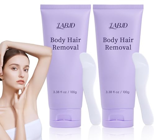 2-Pack Body Hair Removal Cream for Sensitive Skin - Painless & Gentle Depilatory Cream with Spatula Applicator, Unisex Body & Skincare 6.76 fl oz