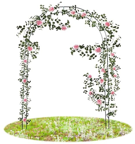Gartenbogen aus Metall, Robustes Rosenlauben-Spalier, Stabiler Rosenbogen für Verschiedene Kletterpflanzen, Rosen, Ranken, Brautparty-Dekoration (schwarz, 140 x 230 cm)