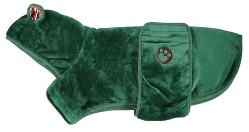 Rosewood Green Teddy Bear Drying Coat for Dogs, Medium – Soft Absorbent Towel Coat for Dogs, Quick-Dry Pet Bathrobe, Cosy and Warm, Easy Fit, Ideal for After Bath, Beach, or Rainy Walks