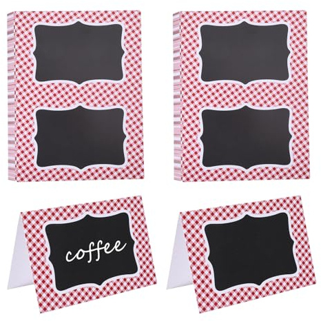 CHGCRAFT 50 tarjetas de lugar a cuadros rojos con temática italiana, tarjetas de nombre de boda, tarjetas de papel para mesa, lugar de comida, decoración de cumpleaños, fiesta de recepción