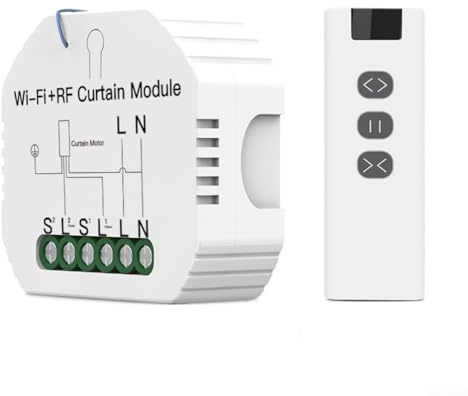 URPIZY Interrupteur WiFi Smart Relay RF433 MHz - Contrôle sans fil pour volet roulant électrique Tuya - Avec télécommande - App - Minuterie - Commande vocale - Contrôle de groupe