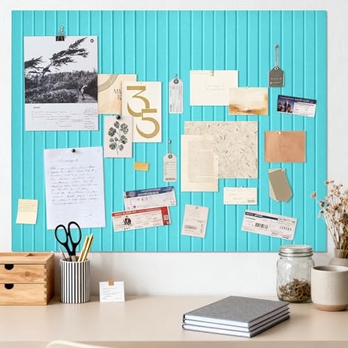 Pinnwand Groß Selbstklebend, 40x60 cm Seeblau Selbstklebend Pinwand | Korktafel, Dekorative Pinnwand aus Filz, Faltbare Fototafel, Memoboard Vision Board für Büro, Zuhause & kinderzimmer