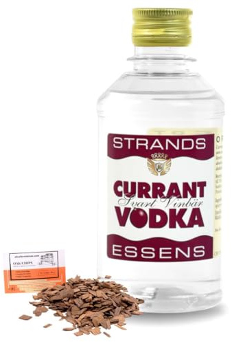 Esencia Vodka de Grosella Negra 250ml + 20g Virutas de Roble Francés – Extracto Sin Alcohol para Vodka