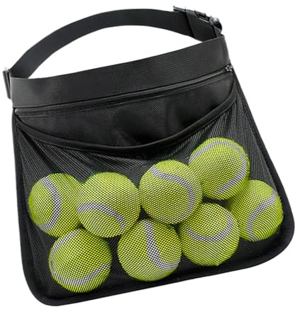 Tennisbollsband höfthållare – 13,78 tums golfboll samlingsväska | andningsbar picknickbollsförvaring, nätpåse i polyester för tävlingsträning