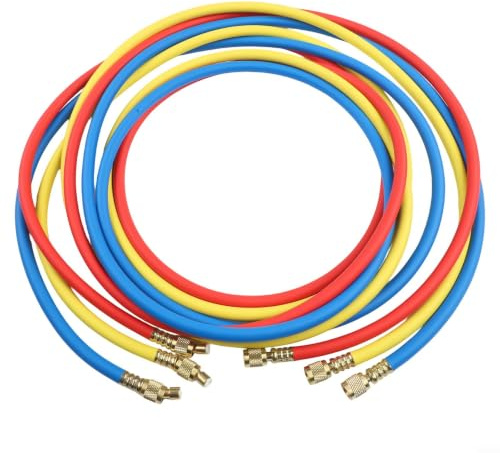 Lot de 3 tuyaux de climatisation - Tuyau de remplissage haute pression avec manomètre - Raccord pour climatiseur R134a R22 R410A - Entretien 1-3 m (3 m)