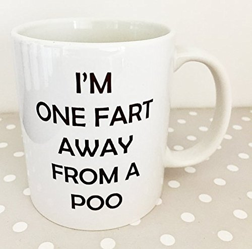 Funny Mug - One Fart Away from A Poo - Adult Humour - Secret Gift