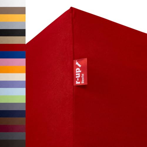 r-up Beste Spannbettlaken 140x200-160x220 bis 35cm Höhe viele Farben 95% Baumwolle / 5% Elasthan 230g/m² Oeko-TEX stressfrei auch bei 160cm Breite (rubinrot)
