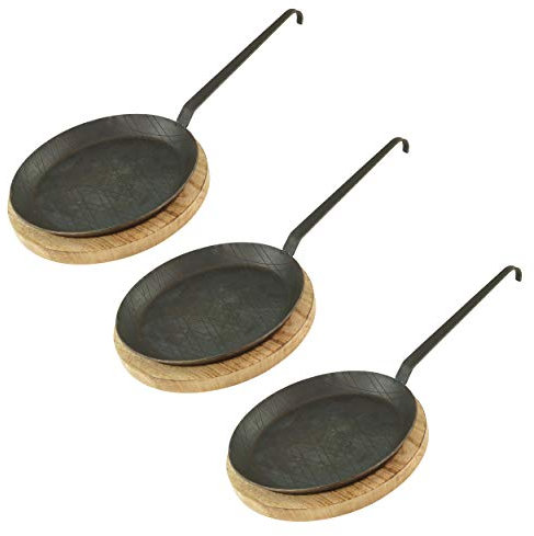 Markenlos Set di padelle in Ferro battuto con Gancio Manico in Tenendo. Misure e Set, Acciaio Inox, Typ4+B-3er