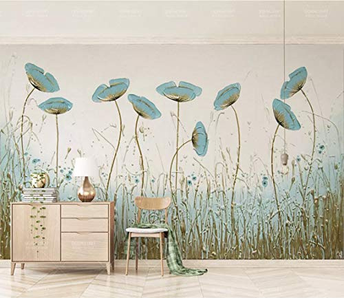 Fototapete Kinderzimmer Tapete Schöne Mintgrüne Blumen Tv-Hintergrundwand Des Nordischen Minimalismus Tapeten 3D Effekt Vliestapete Wandbilder Schlafzimmer Wanddeko Wohnzimmer