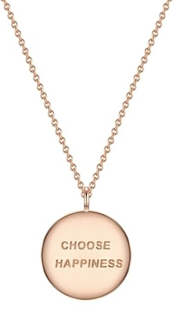 GLANZSTÜCKE MÜNCHEN Damen-Kette mit Anhänger Medaillon Choose happiness Sterling Silber rosévergoldet 40 + 5 cm - Silber-Kette Spruch