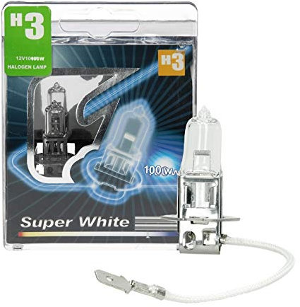 ECD Germany 2 Stück Halogen Scheinwerferlampe H3 6000K Weiß W12V 100W 200 Lumen, Glühbirne Birne Glühlampe Autolampe Lampe, einfache Installation