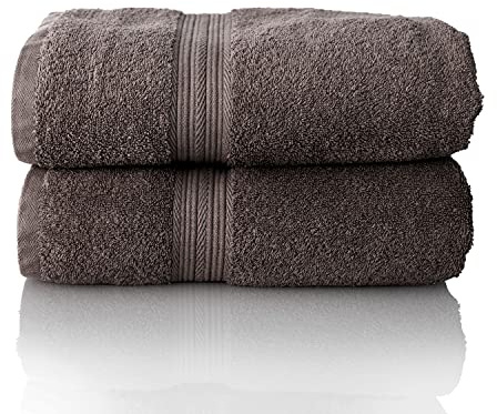 ALCLEAR Komfort frottéhandduk set absorberande tillverkad av 100% ekologisk bomull, frottéserie i 6 färger och 5 storlekar, färg: antracit, 2 x bastuhanddukar 70 x 200 cm
