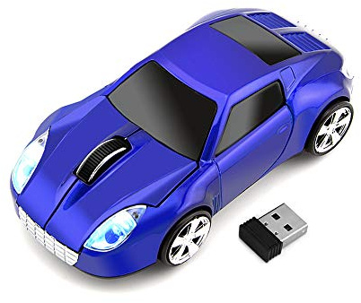 Aikchi Souris Optique 3D sans Fil en Forme de Voiture de Sport, 2,4 GHz 1000 DPI pour TSL (Bleu)