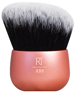 Real Techniques Abgewinkelter Kabuki-Pinsel, handloser Make-up-Mixer, Aluminiumgriff, Körperbronzer oder Foundation-Applikator, orange, 1 Stück