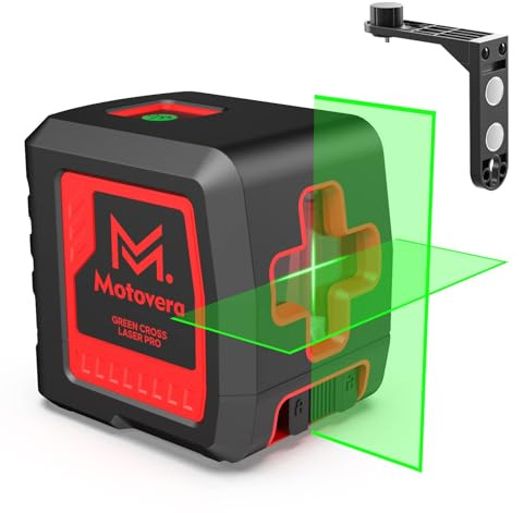 Self-Leveling Laser Level, 100Ft Green Cross Line Rotary Laser Tool - 4 Brightness Modes, Manual & Pulse Mode for Indoor/Outdoor Use, IP54 Waterproof with Carrying Bag