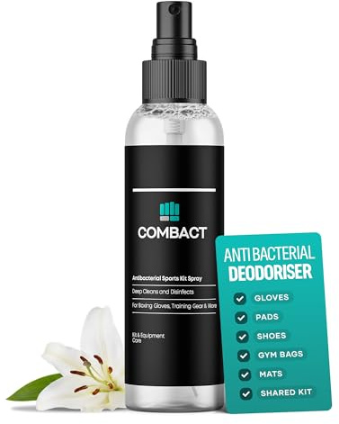Antibacterial Boxing Glove Deodoriser & Cleaner Spray - Kills 99.9% of Germs - Floral Scent Disinfectant for Muay Thai & MMA Gear, Shoes & Bags (150ml) - Sports Kit Spray, COMBACT
