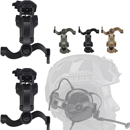 Zhongren Casque Rapide Arc Rail Adapter Tactique Pickup Headset Suspension Support Multi-Angle Rotation pour Ops Core Arc & Team Wendym-Lok Rail, Support pour Casque de Chasse (Noir)