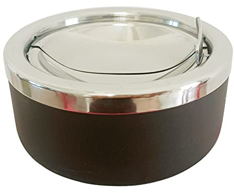 hanlongyu Posacenere da esterno con coperchio, vassoio per cenere in acciaio inox, antivento in metallo, per uso interno o esterno, posacenere da scrivania per ufficio, patio, decorazione domestica