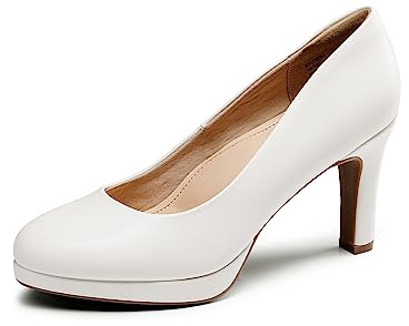 DREAM PAIRS Décolleté da Donna Scarpe da Abito Classiche con Tacco Alto da Donna per Affari e Lavoro,Size 41,Bianco-Pu,SDPU2365W