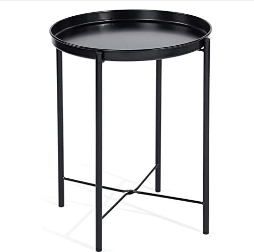 Sidobord Sidobord Rundmetall, Utomhus Side Table Små soffa Slutbord Inomhus Accentbord Rundmetall Kaffebord Vattentät Avtagbart Brickbord for vardagsrum Sovrum Balkong Kontor, 2 färger VARIG (Color :