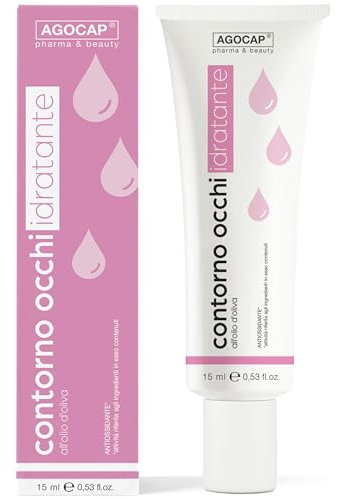 Crema Contorno Occhi, IDEATO per borse e occhiaie. Antirughe con acido Ialuronico e Olio d'Oliva, trattamento idratante. - 15ml Agocap