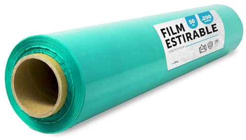 Grüne Folie zum Verpacken, Kunststoff, für Verpackung von Umzugskartons, zum Schutz von Möbeln und Lieferungen, Maße: 50 cm x 200 m, dehnbar, m-office (Grün, 1 Stück)
