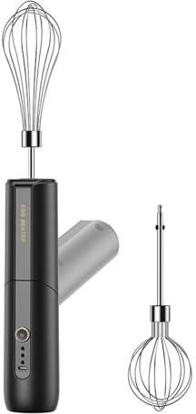 Batteur à main électrique sans fil portable pliable fouet à main rechargeable par USB 3 vitesses avec 2 têtes de mixage pour latte, matcha, poudre de protéines, chocolat chaud noir