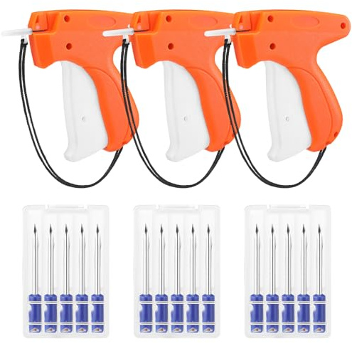 Honoson 3 Pieces Clothes Tagging Applicator Garment Tag Attacher Label Tagging Machine with 15 Pieces Steel Needles for Boutique Store Consignment Garage Yard Sale(Orange)