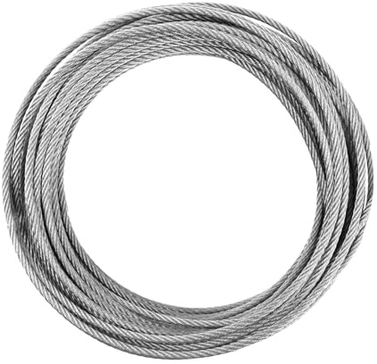 Fodlon Drahtseil 5mm Set, 20m / 65.6ft Stahlseil Edelstahl Flexibel, Edelstahlseil 7 x 7 Stainless Steel Wire Rope Seil Draht, 881lbs(400kg) Allgemeine Bärenladekapazität / 2204lbs(1000kg) Maximale