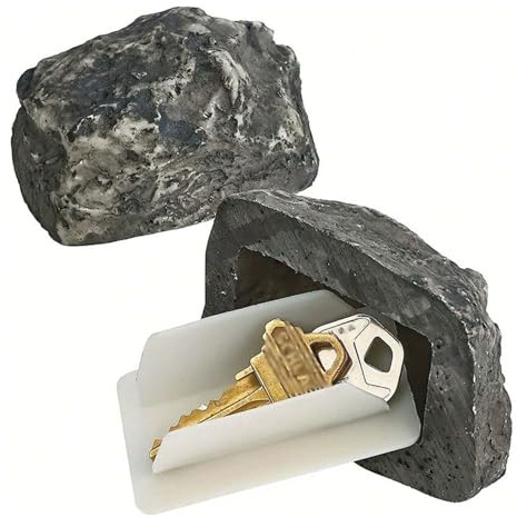 Große künstliche Felsen, 2 Stück, verstecken Sie einen Schlüssel draußen, lebensecht, wasserdicht, Ersatzschlüsselversteck, Geheimer Schlüsselhalter für den Außenbereich, Garten, Hof, Ornament