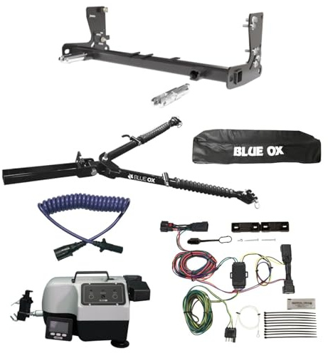 Blue Ox Alpha Tow Bar & Baseplate Combo with Electrical Cable Extension, EZ Light Wiring & Patriot Flat Tow Brake fits 2020 2024 Gladiator | Includes TrendsAuto Decal