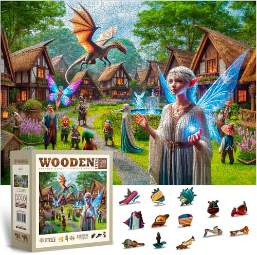 WOODEN.CITY Fantasy Country Holzpuzzle 1000 Teile - Premium Puzzle für Erwachsene, Made in EU, Größe 21 1/10.2 cm x 15 1/5.1 cm