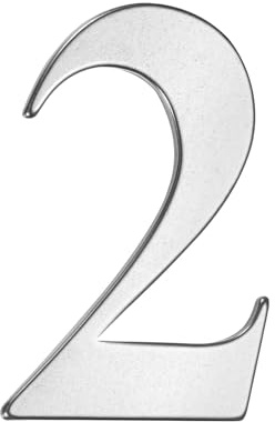M METERXITY Self-adhesive House Number 2 304 Stainless Steel, Number 2 | Silver, Self Sticking Durable Digit, for House, Office, Hotel, Farmhouse, Mailbox Exterior Address Sign