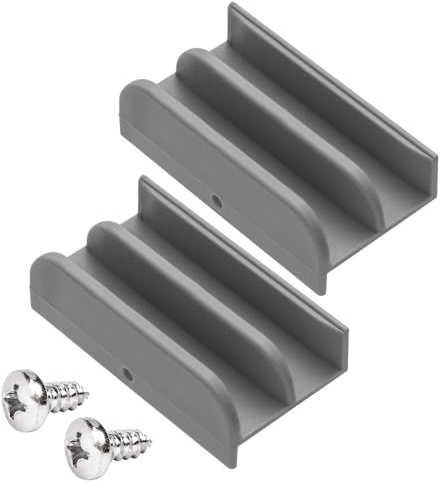 M6219 – Lot de 2 rails de bas de porte de douche coulissante (gris) (rail de porte de douche suspendu par le haut), convient pour verre d'épaisseur de 7,1 cm, canaux de 1,27 cm, rail en plastique pour