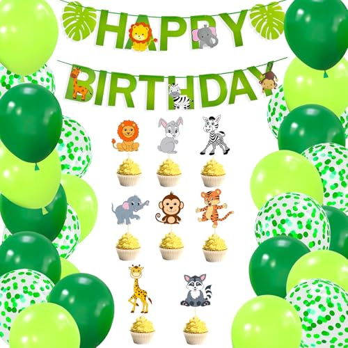 Dschungel Deko Geburtstag – Party Animals & Luftschlangen Geburtstag Set, Perfekt für Jungen Geburtstag und Dschungel Geburtstag Dekoration
