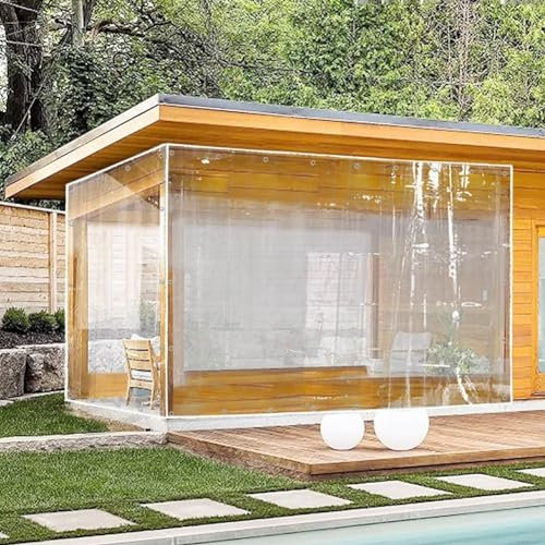 Transparente Vinyl-Plane, 6 m x 2,5 m, 400 g/m², strapazierfähig, wasserdicht, PVC-Plane, transparente Markise, C, Terrassengehege, Anti-Aging-Isolierung, weiche Glasplane, 0,35 mm Dicke