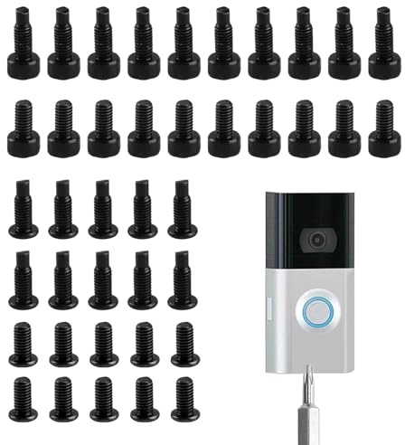 RUGLAMZHIP 40 Spare Screws for Ring Doorbell, Torx Head, Carbon Steel, Surface Galvanized, Replacement Screws, Black