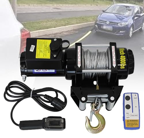 Cabrestante EléCtrico Resistente Al Agua De 3000 Lb A 4000 Lb, Cabrestante Para AutomóVil De 12 V/24 V Con Control Remoto Doble, Para Remolque Todoterreno, RecuperacióN AutomáTica En Arena,4000lb-24V