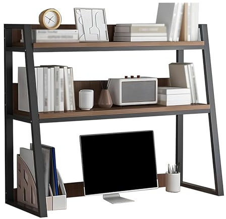 Black 115cm Desk Shelf Unit Desktop Organizer Office Bookshelf Stand for Dorm Home & Office Storage SpaceSaving Etagere with Stylish Design