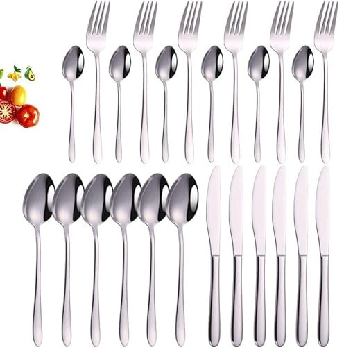 MMRTDJDR Ensemble de Couverts de Couverts de Couverts d'argenterie, Jeu de Vaisselle 24pcs Set de Couverts de Table de Table de Table de Table de Table