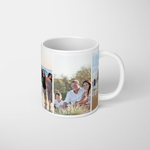 Personalised Upload Your Own Photos Custom Text Coffee Cup Tea Mug | British Made | 11oz Spacious Mug | Large Handle Easy Grip | Custom Photo Gift (3 Images Collage)