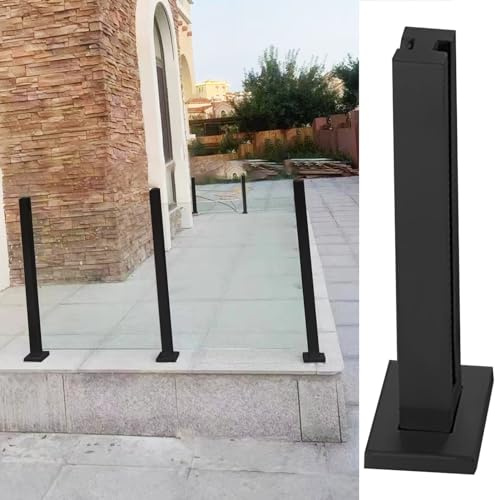 Poteaux de balustrade en verre noir personnalisables pour patios extérieurs – Garde-corps en verre avec base et vis Idéal pour des solutions élégantes de clôture et de terrasse.
