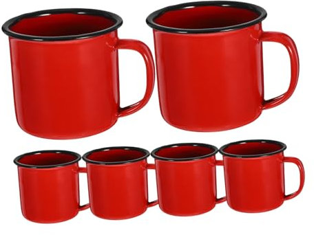 Mikinona 6pièces Lot De Tasses Émaillées Vintage Tasses à Thé Émail Épais Sans Poignée Couleurs Assorties Rétro Et Pratiques Pour Maison Bureau Et Restaurant