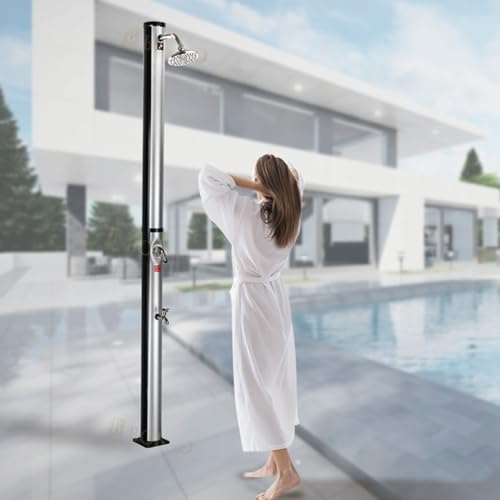 XCSCUK 20L Solar Heated Outdoor Shower, 7.1 FT Freestanding Outdoor Shower,with Shower Head/Shower Tap,for Backyard