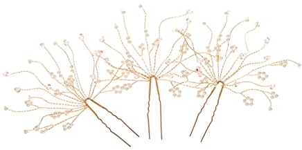 OATIPHO 3 pièces Accessoires Cheveux Mariage Épingles à Cheveux Fourche à Perles et Cristaux Roses Épingles U Élégantes et Mariées Décoration Coiffure pour Cérémonie et Fête