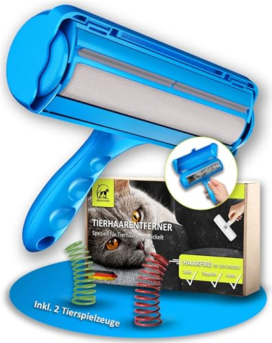 ORIENTPAW Profi Tierhaarentferner – Fusselrolle für Katzen Hunde - Fusselbürste effektive Reinigung – wiederverwendbarer Katzenhaarentferner Fusselrolle Tierhaare – Für Teppich Möbel Sofa Auto Blau