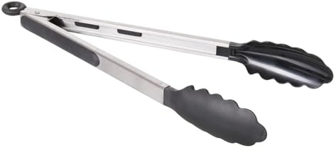 wenco Bratzange 35 cm aus Edelstahl & Silikon – Küchenzange & Grillzange extra lang, hitzebeständig bis 230 °C, schonend für Antihaftbeschichtungen, spülmaschinenfest