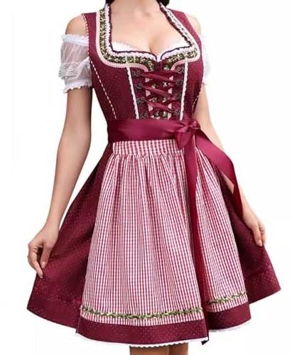 Oktoberfest Outfit Women, Bavarian Costume W omen, 3 Pieces German Dirndl Dress O ktoberfest Outfit B avarian Costumes for Ba Varian Beer Carnival Halloween Ok toberfest Party, Dirndl Dress Her Girls