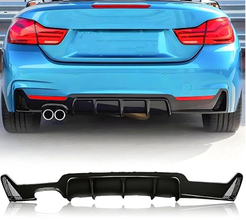 Heckstoßstangen-Diffusor für BMW 4er-Serie F32 F33 F36 2014–2020 M-Performance Style ABS glänzend schwarz Heckstoßstange Lippe Spoiler Karosserie Kit mit einzelnem Auspuff zwei Ausgängen