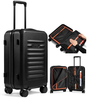 BlackVoyage Air Vacuum Seal Koffer Handgepäck 50,8 cm Reisegepäck USB-Anschluss 50,8 cm AirCabin Luftkompressionspumpe (mattschwarz – auswählen, 50 l Kapazität (1 Vakuumbeutel))